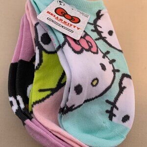 NWT Hello Kitty 3 Pairs No Show Socks